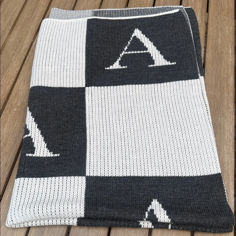 Butterscotch Blankees Monogram “A” Knit Throw Blanket
